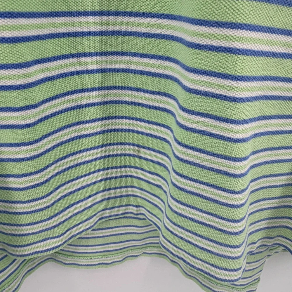 Polo Ralph Lauren Polo Shirt Mens 4XB Green Blue Striped Short Sleeve Cotton